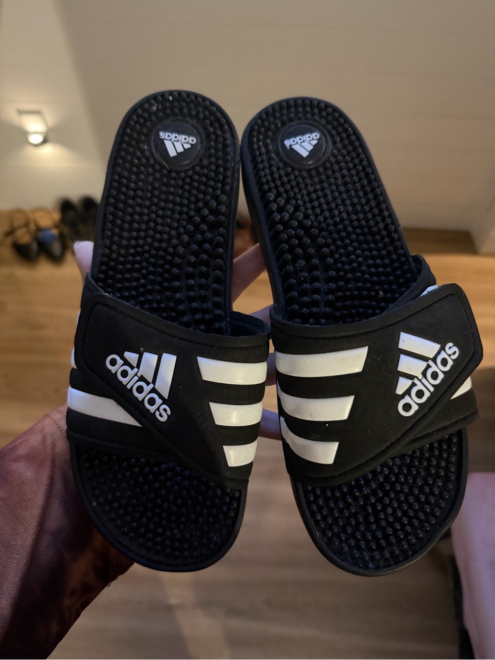 Adidas Women’s Black & White Adissage Slide Sandals